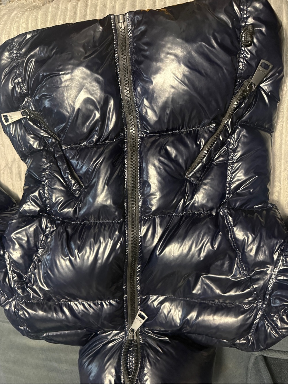 SAM. Shiny Navy Quilted Puffer Jacket - Picture 3 of 10